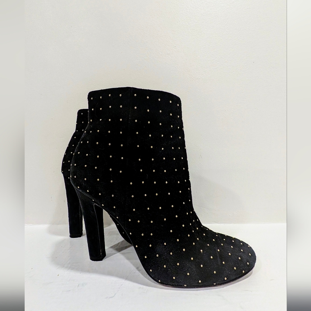 Joie Black and Gold Heeled Boots with Elegant Design